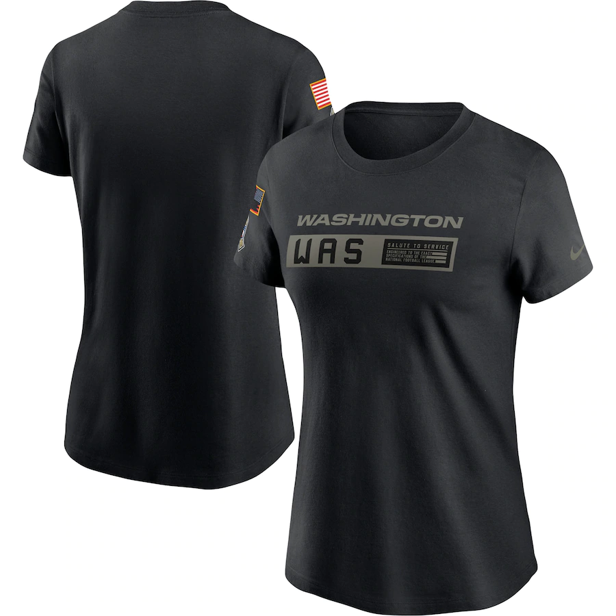 Women's Washington Football Team 2020 Black Salute To Service Performance T-Shirt (Run Small)